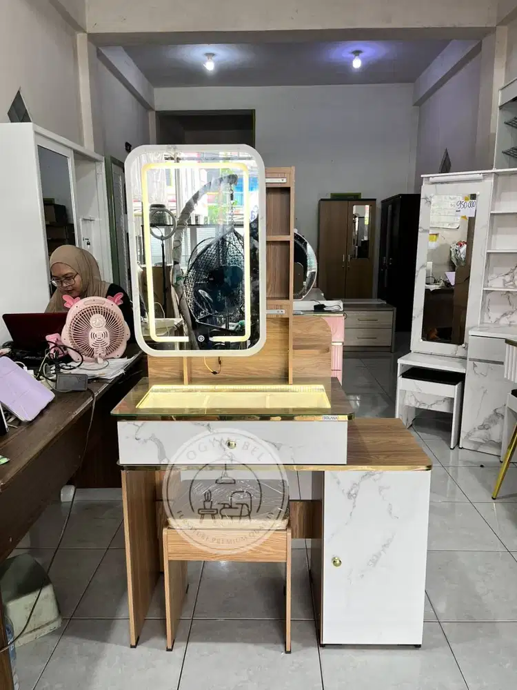 PROMO MEJA RIAS KACA GESER LAMPU LED TERMURAH SALE