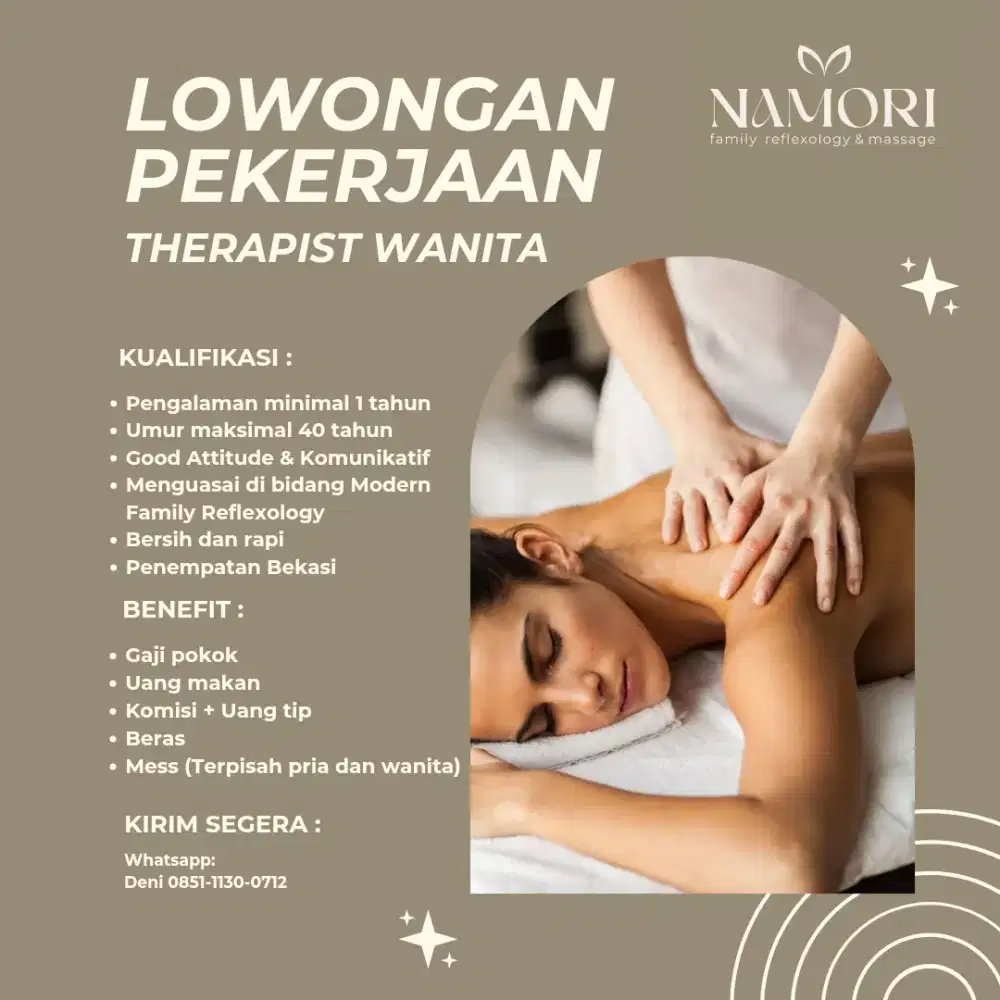 DIBUTUHKAN THERAPIST WANITA
