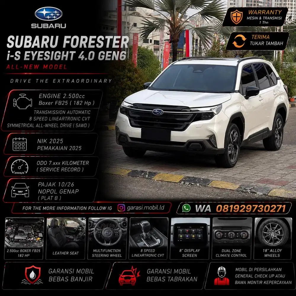 Subaru Forester i-S Eyesight 4.0 Gen6 All-New Model 2.5 AT 2025