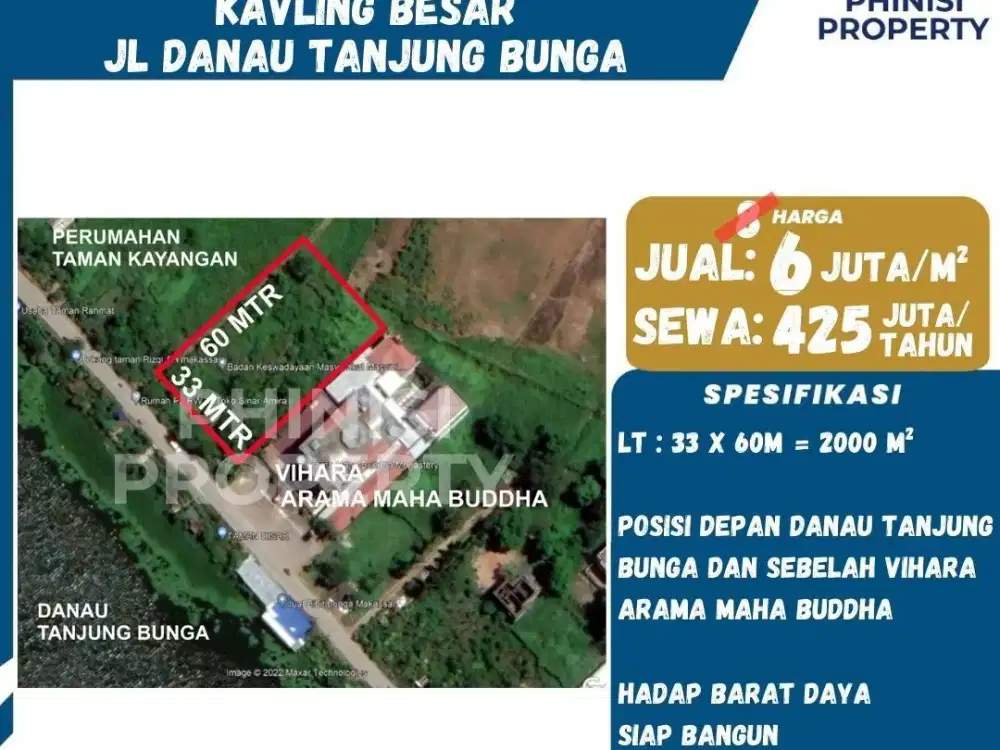 DIJUAL SEWA Kavling Komersil di Jalan Danau Tanjung Bunga