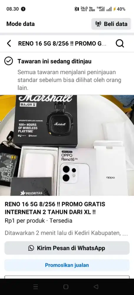 OPPO RENO 16 5G RAM 8/256 PROMO HARGA MURAH DIBAWAH MODAL