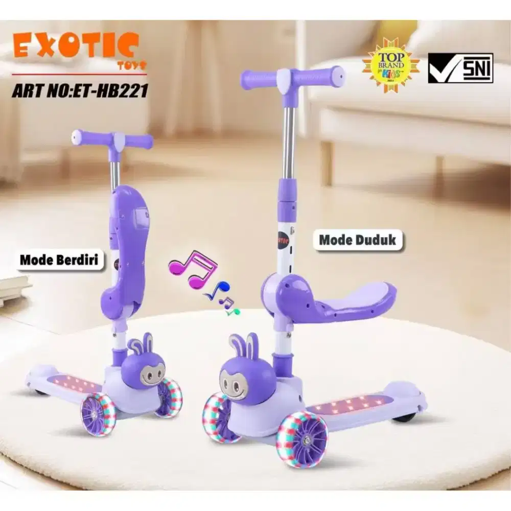 Scooter Anak 2in1 exotic labubu lengkap musik lampu