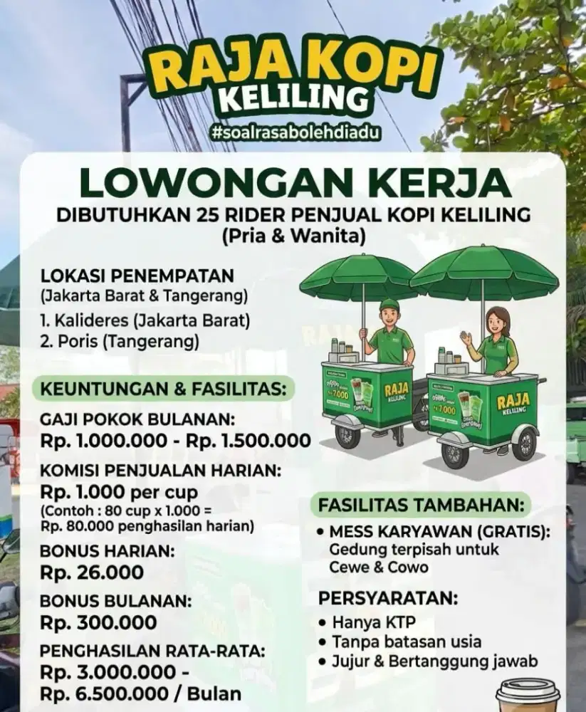 LOKER TERBATAS PENJUAL KOPI KELILING
