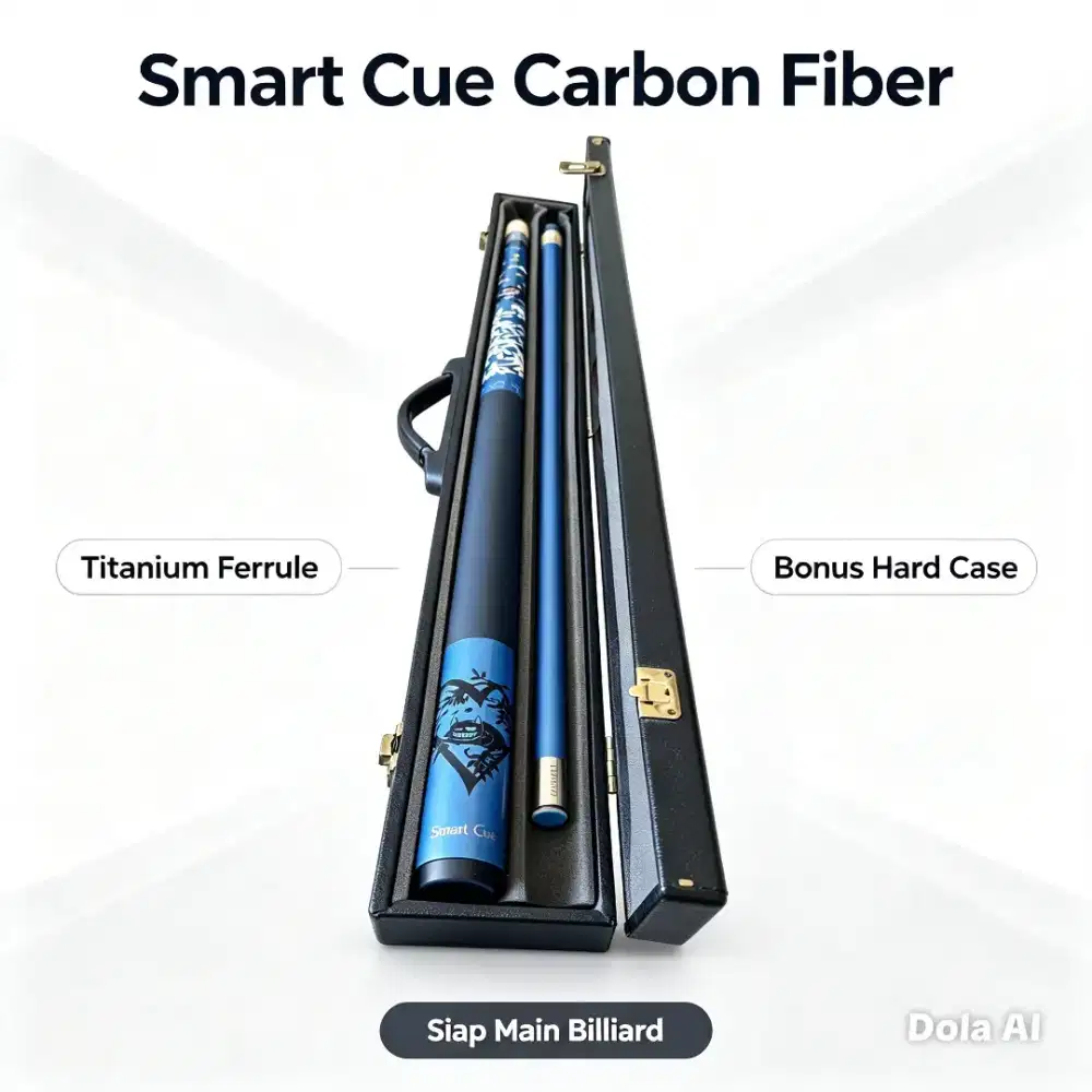 Stik Biliar Smart Cue Carbon Fiber13mm Titanium Cheshire Cat Hard Case