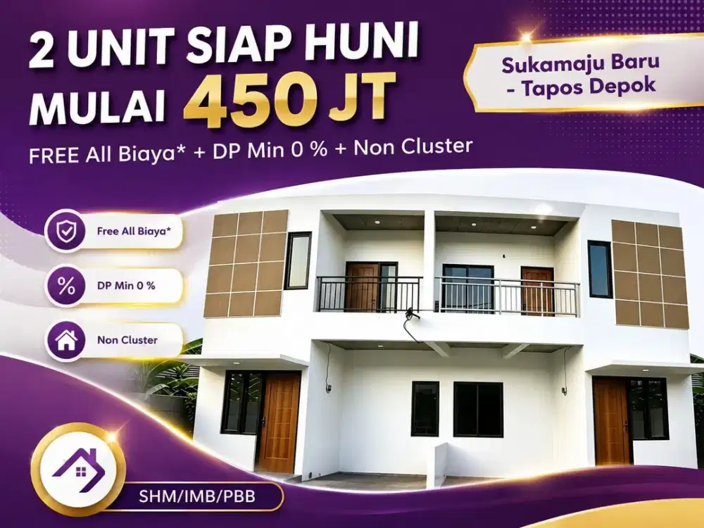 2 Rumah Baru 2 Lantai 450 Juta - Siap Huni Dekat LRT Harjamukti Depok