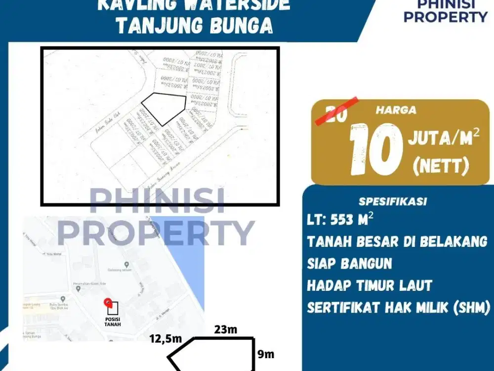 DIJUAL Kavling di Waterside Villas Tanjung Bunga