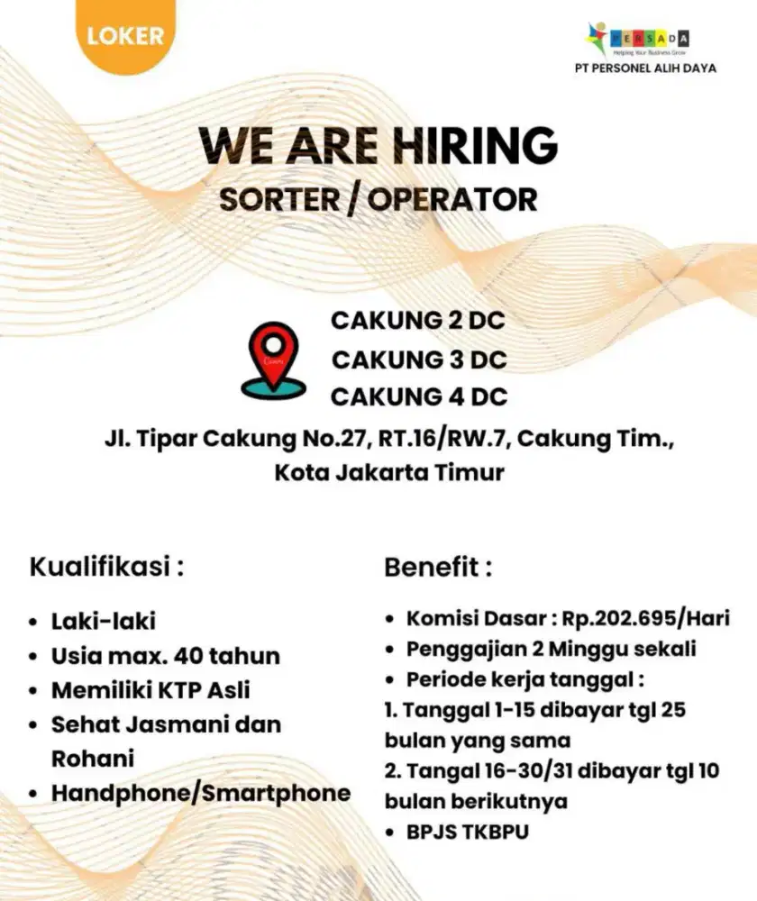 DI BUTUHKAN KANDIDAT DAILY WORKER