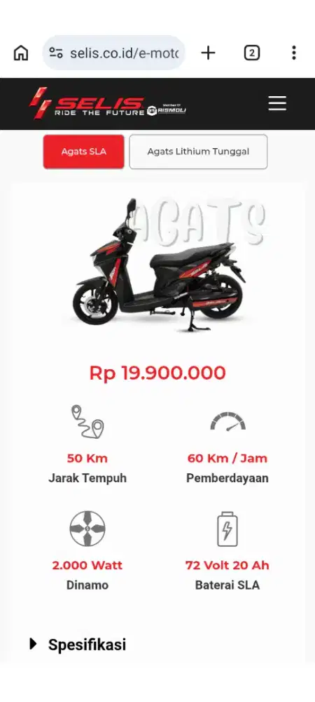 Motor listrik Merek Selis Model Agats
