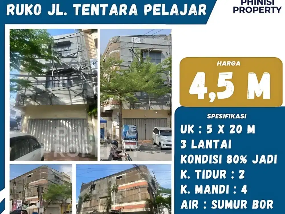 DIJUAL Ruko sudut di Jalan Tentara Pelajar