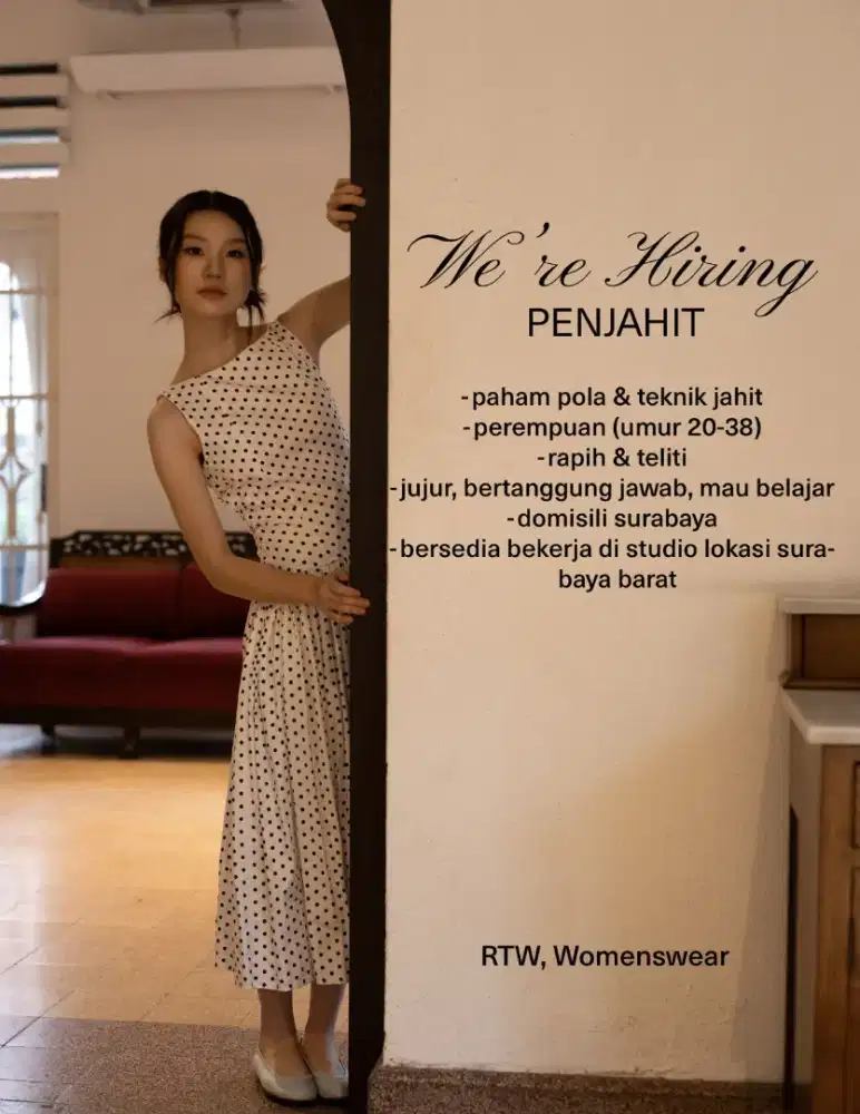 Dibutuhkan penjahit wanita