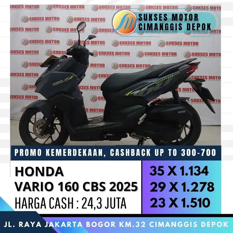 HONDA VARIO 160 CBS 2025 CASH KREDIT PROMO CASHBACK 300 CICILAN RINGAN
