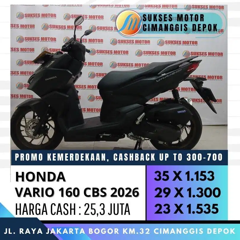 HONDA VARIO 160 CBS 2026 CASH KREDIT PROMO CASHBACK 300 CICILAN RINGAN