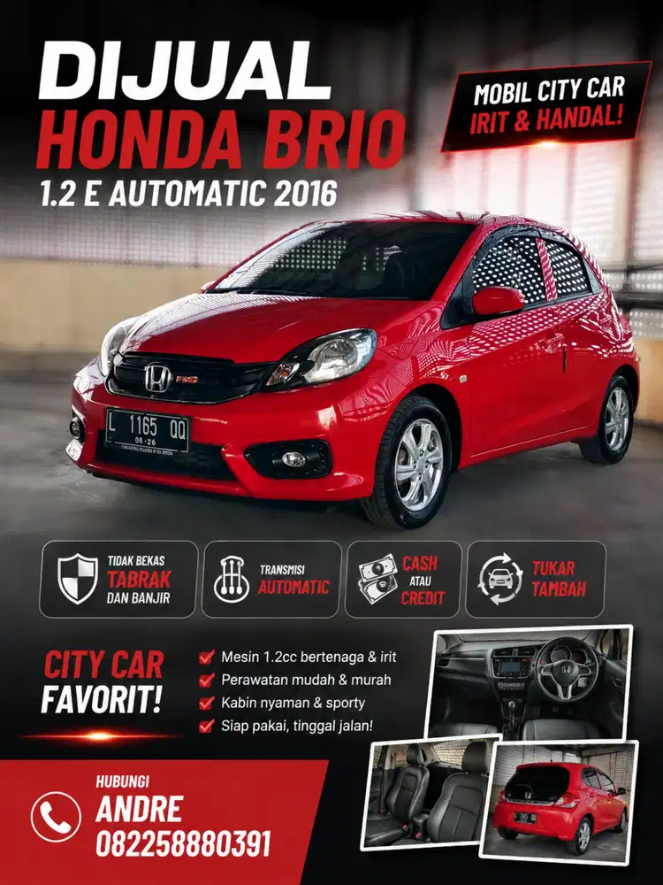 Honda Brio 1.2 E Automatic 2016 Ac Digital
