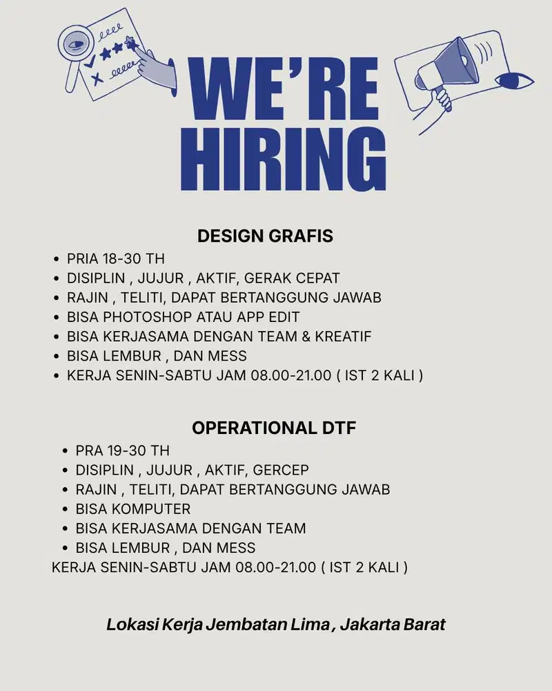 Lowongan kerja Operator DTF & Design Grafis