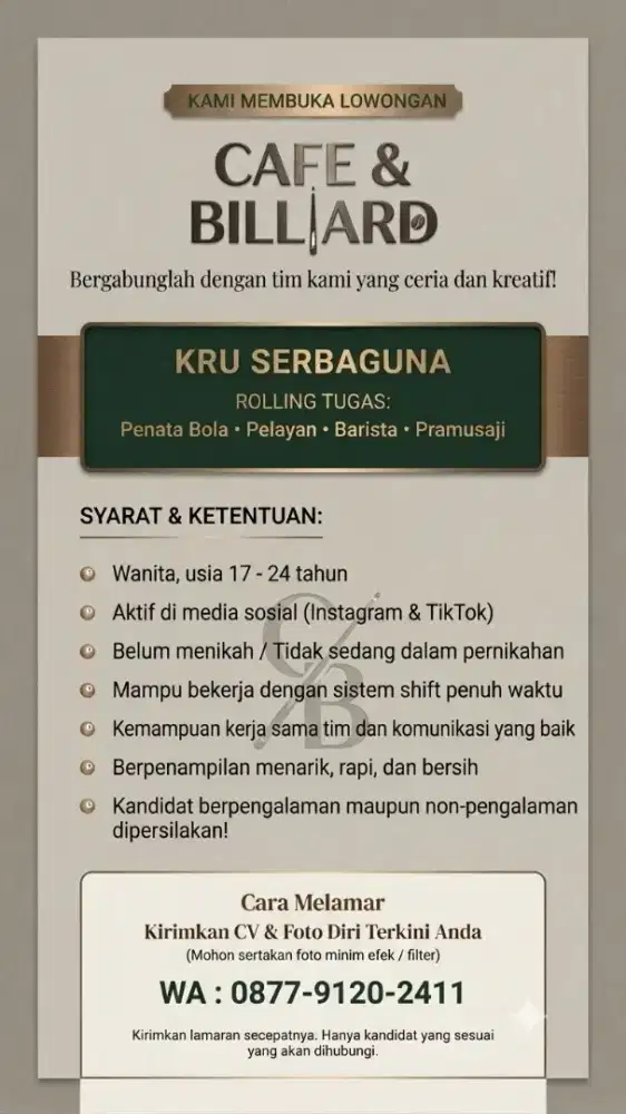 LOWONGAN KERJA WANITA