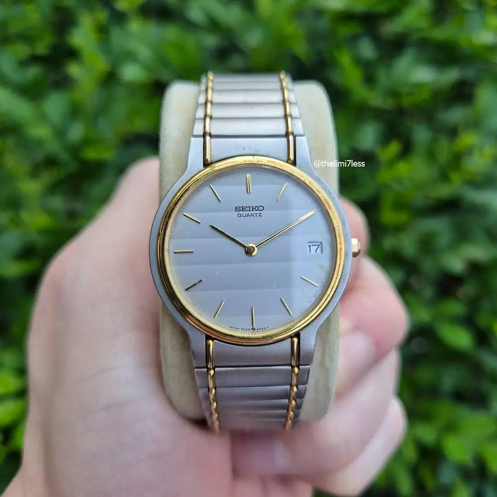 Jam tangan Seiko SGP bezel quartz dress made in japan ref 9092-6040