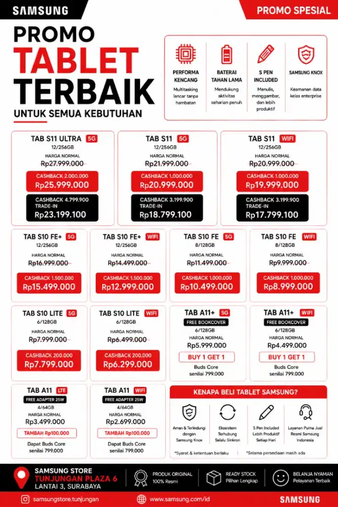 SAMSUNG TAB A11+ FREE BUDS CORE