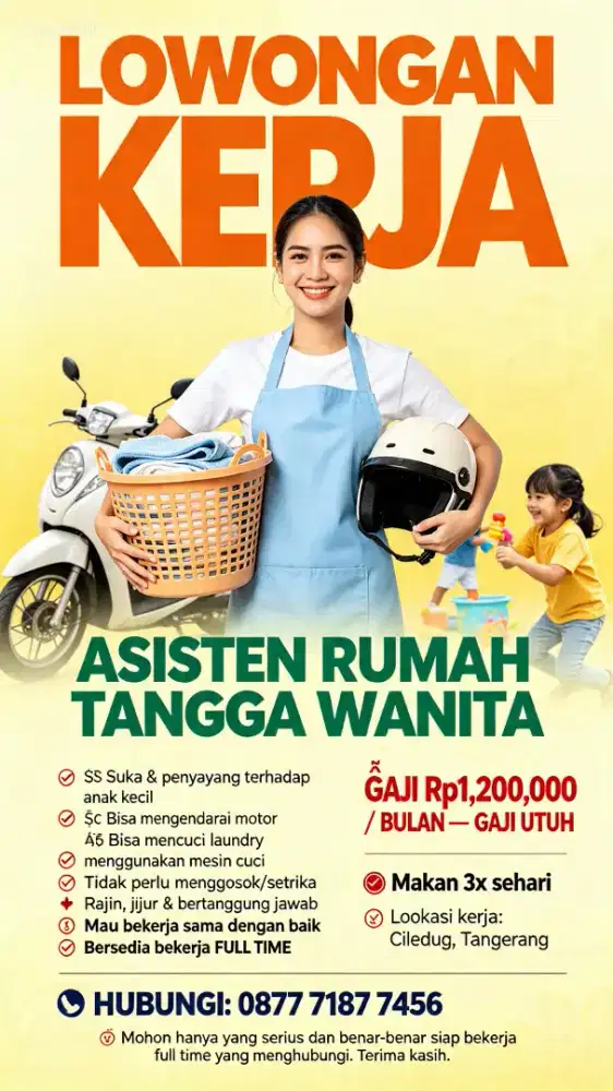 lowongan Asisten Rumah Tangga Wanita
