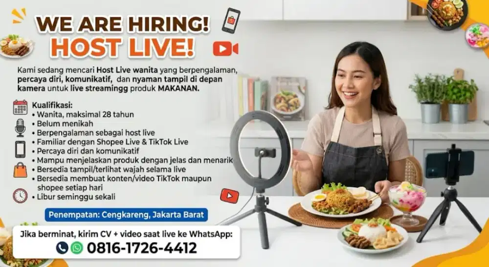 LOWONGAN HOST LIVE STREAMING PEREMPUAN