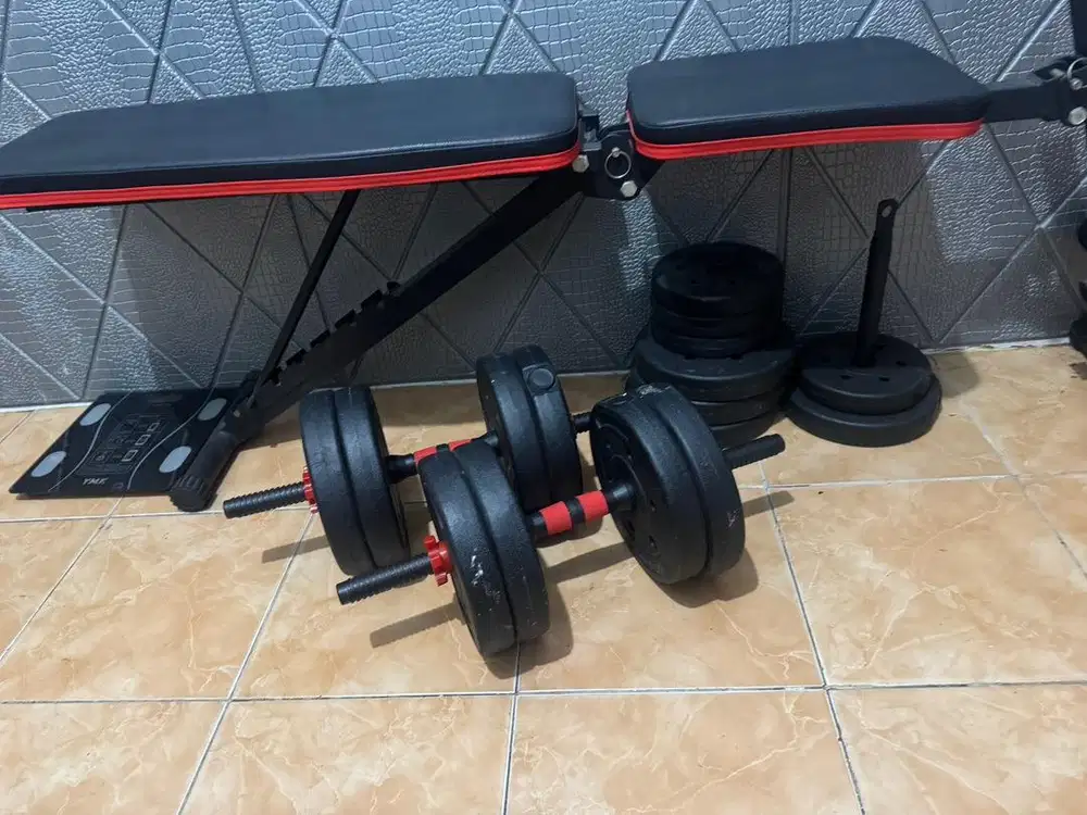 Alat GYM barbell , pull up , kursi gym