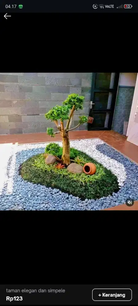 Pembuatan taman kering kombinasi bonsai elegen simpel murah tapi mewah