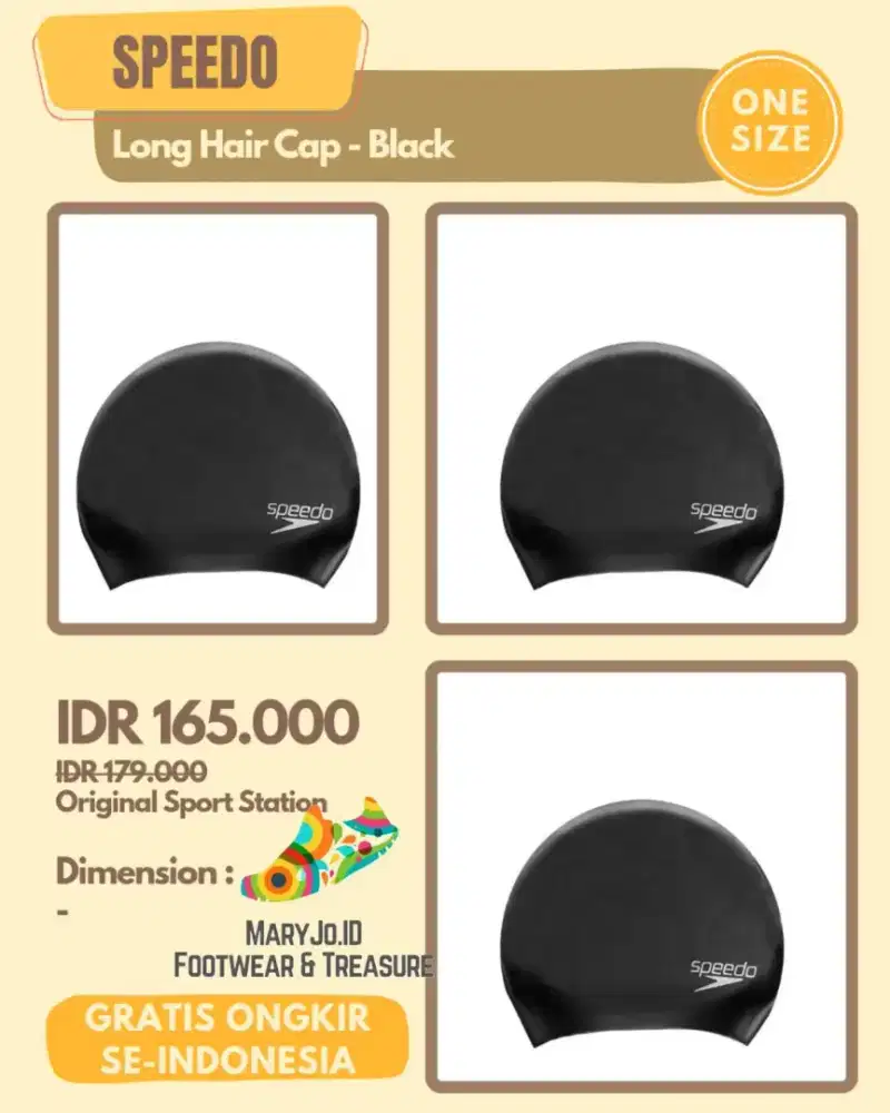 Speedo Long Hair Cap - Black