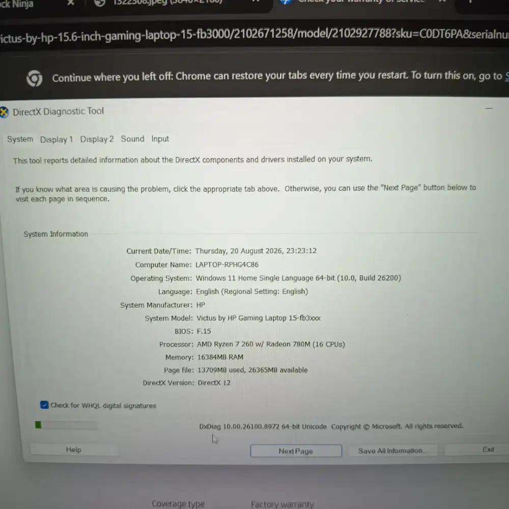 Victus 15 RTX 5050 Vram 8Gb