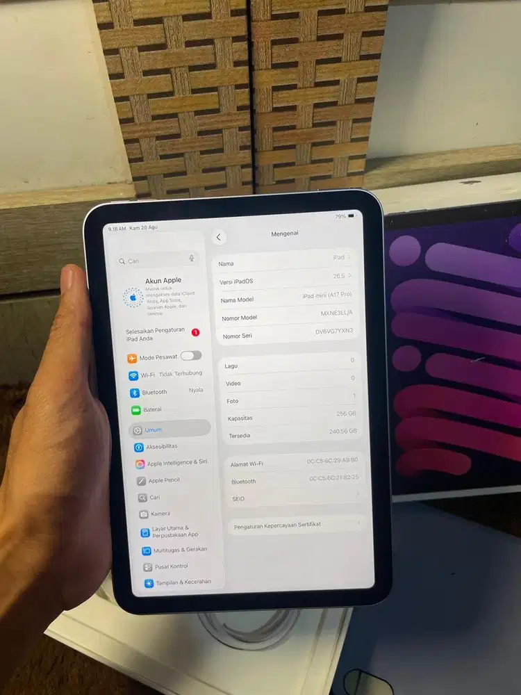 Ipad mini 7 Wifi 256gb Second Mulus Fullset Original
