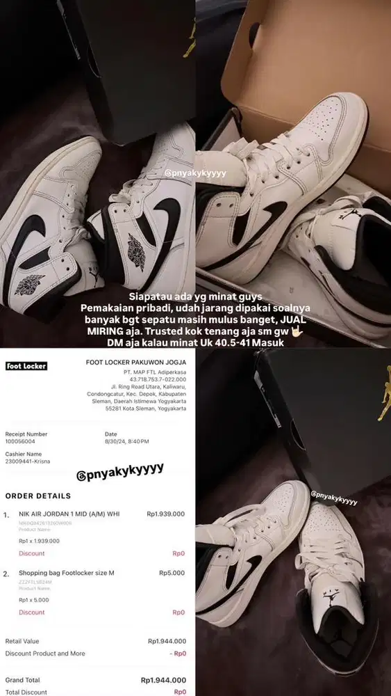 NIKE AJ 1 MID Wht/Blck