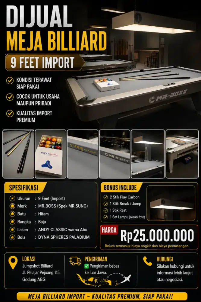 TABLE BILLIARD 9FEET IMPORT ( SECOND )
