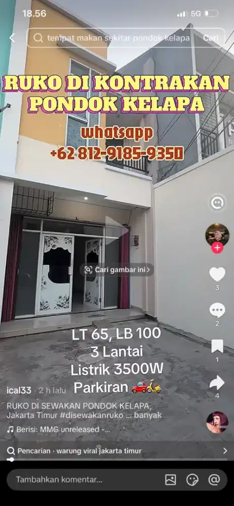 RUKO DI KONTRAKAN
di Pondok Kelapa