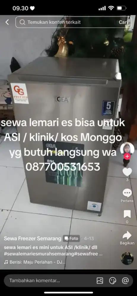 Lemari es showcase freezer warmer Semarang