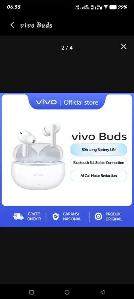 vivo Buds Ceramic White tws bluetooth
