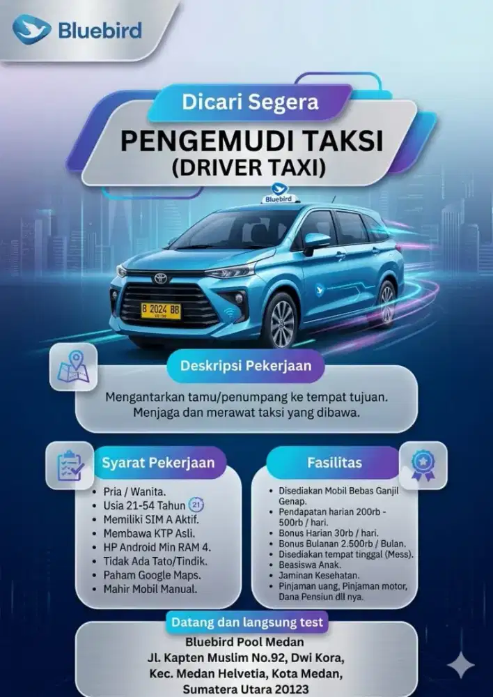 Lowongan kerja driver Bluebird