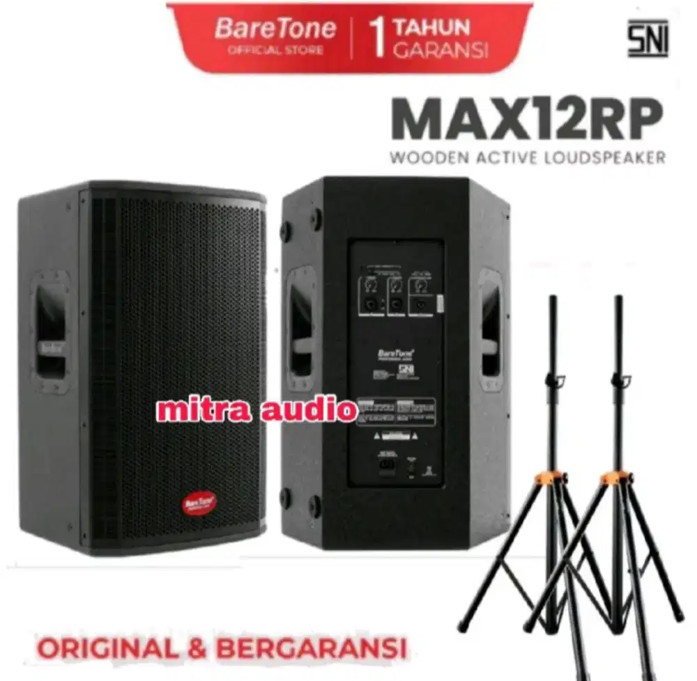 Speaker aktif 12 inch baretone max12rp 600Watt+stand speaker