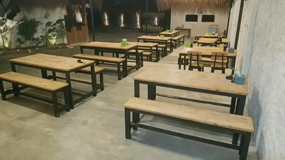 Jual meja kursi kayu untuk usaha