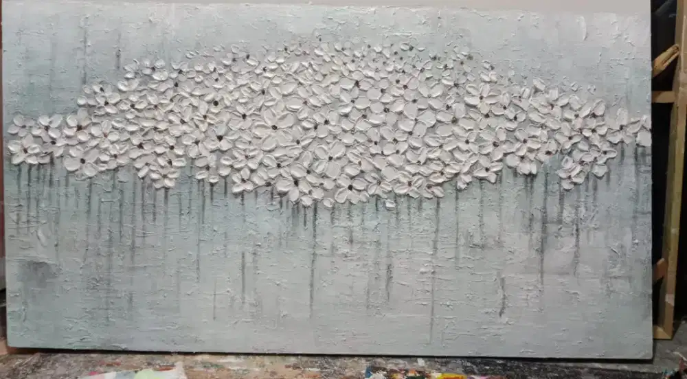 Dijual lukisan kanvas bunga 90x130 cm