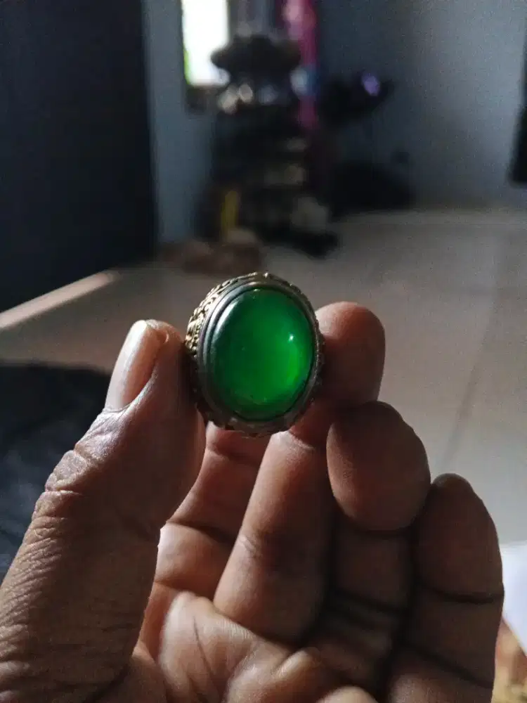 Giok burma dim 21X16X10 ring alpaka size 7,5
