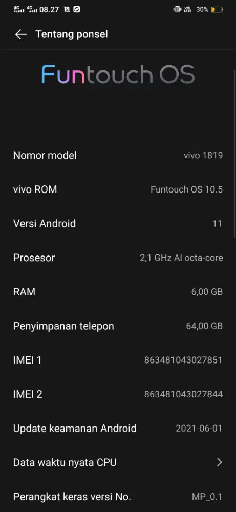 Vivo v15 atau vivo 1819