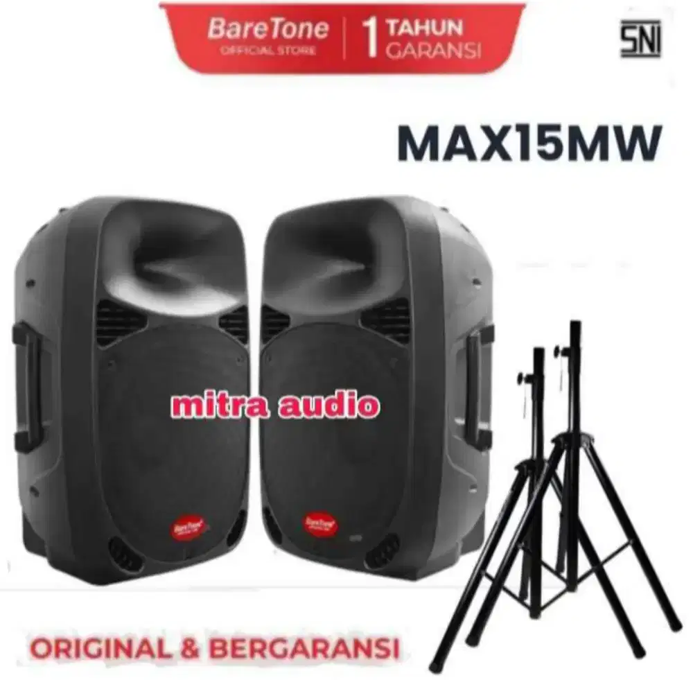 Speaker pasif 15 inch baretone max15mw 600Watt+stand speaker