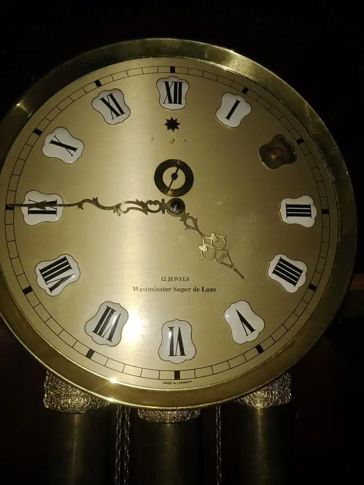Jam Lemari Kayu Jati Mesin Jerman Westminster 12 Jewels