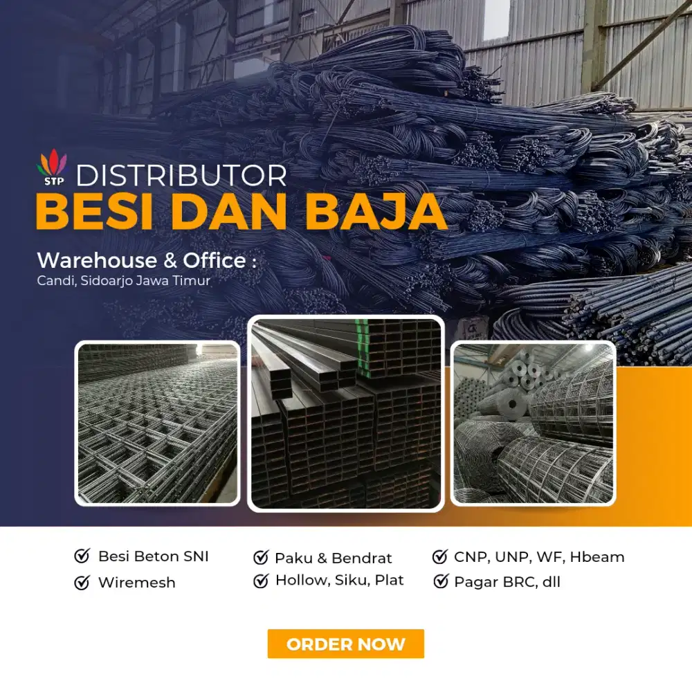 Besi Beton, Kawat Bendrat, Wiremesh, Bondek, Cnp, Siku, WF, Plat.