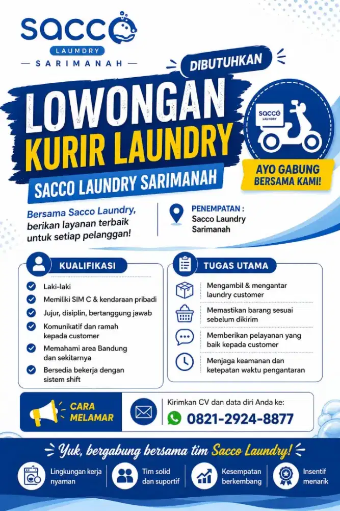 LOWONGAN KURIR LAUNDRY - SARIMANAH