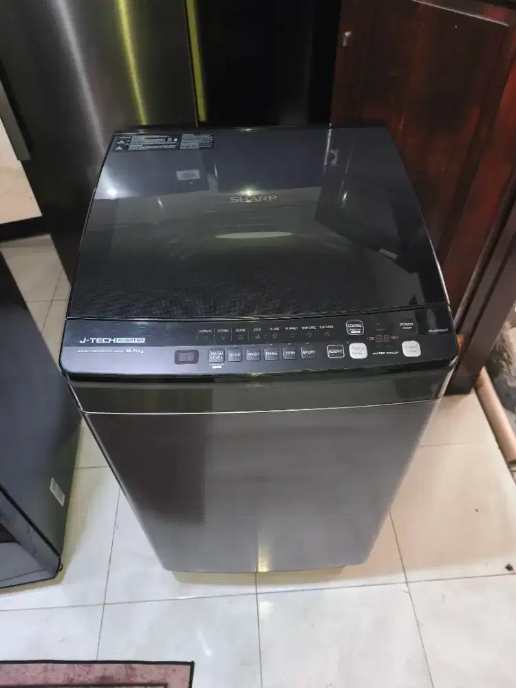 Sharp mesin cuci top loading inverter 9,5 kg like new 95%
