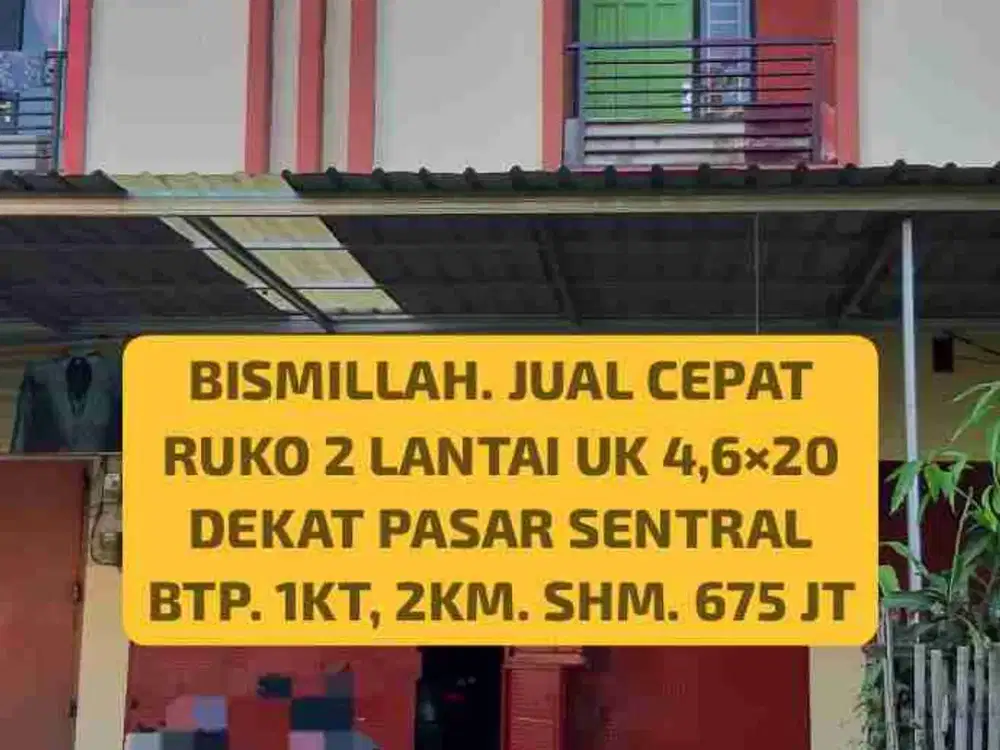DIJUAL RUKO DEKAT PASAR SENTRAL MAKASSAR