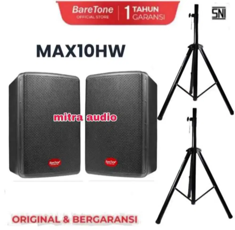 Speaker pasif 10 inch baretone max10hw 300Watt+stand speaker