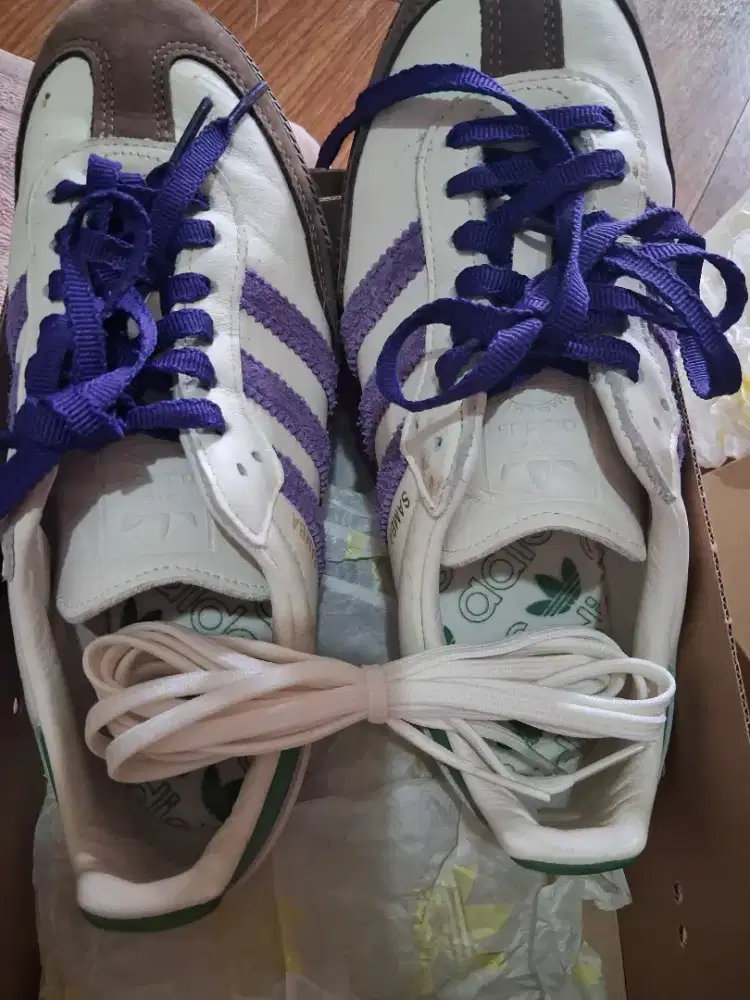 Sepatu Adidas Samba OG White Purple Green Original - Mulus Sesuai Foto