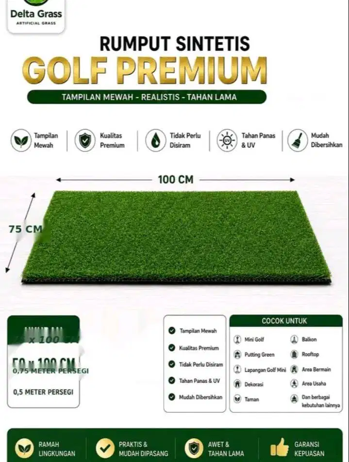 Rumput Sintetis Golf Premium Ukuran 75x100CM | Artificial Grass Golf I