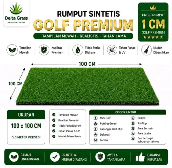 Rumput Sintetis Golf Premium Ukuran 100x100CM | Artificial Grass Golf