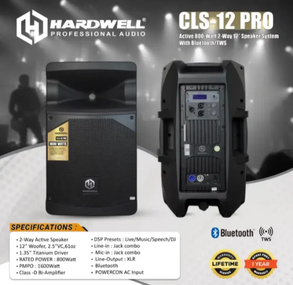 Speaker aktif 12 inch hardwell cls 12pro professional 800watt